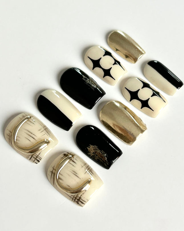 Chrome Star Press On Nails