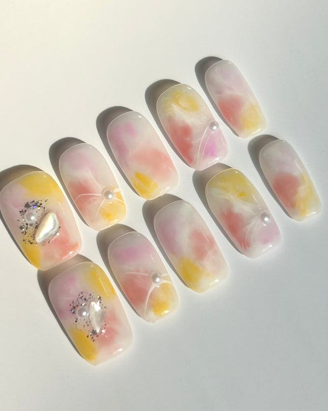 Pastel Cloud Pearl Press-On Nails