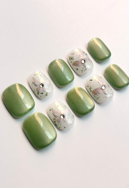 Sage Blossom Press-On Nails