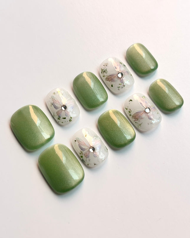 Sage Blossom Press-On Nails