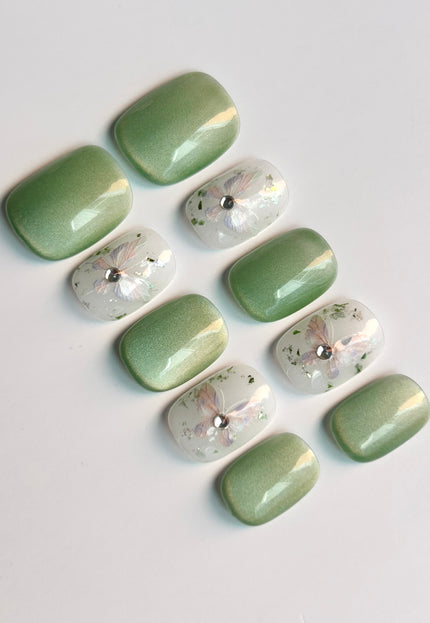 Sage Blossom Press-On Nails