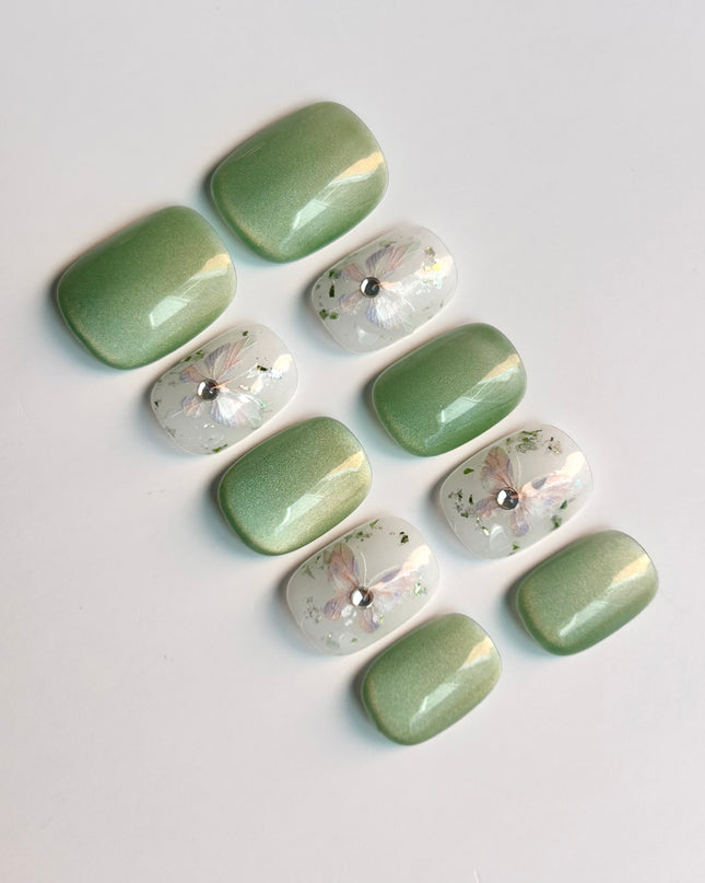 Sage Blossom Press-On Nails