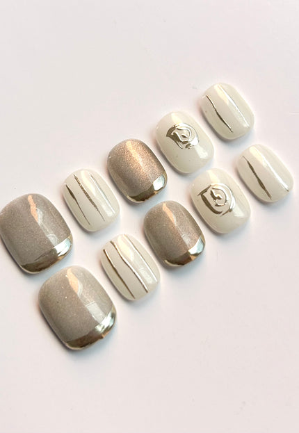 Silver Veil Press-On Nails