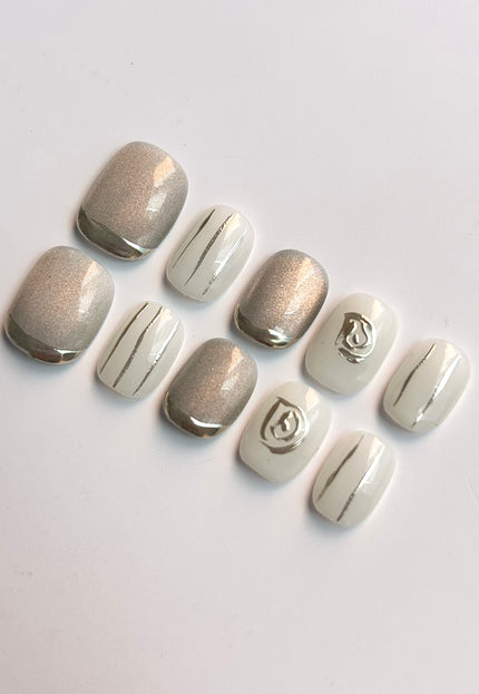 Silver Veil Press-On Nails