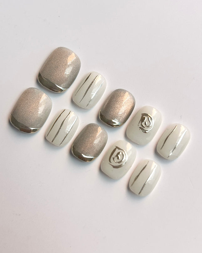 Silver Veil Press-On Nails