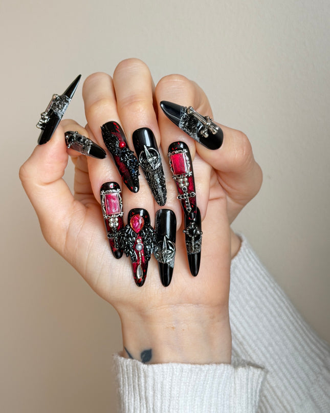 Gothic Mayhem 3D Press On Nails