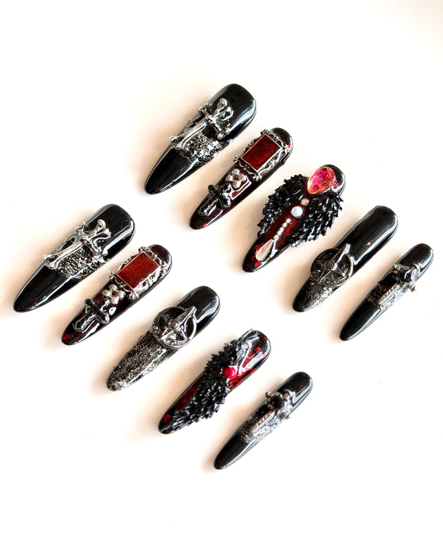 Gothic Mayhem 3D Press On Nails