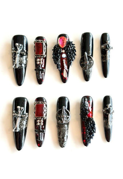 Gothic Mayhem 3D Press On Nails