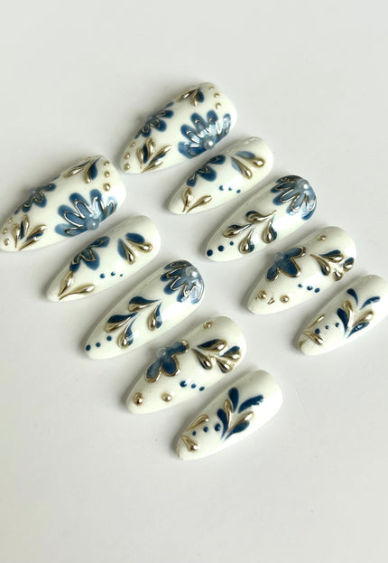 Porcelain Bloom Press-On Nails