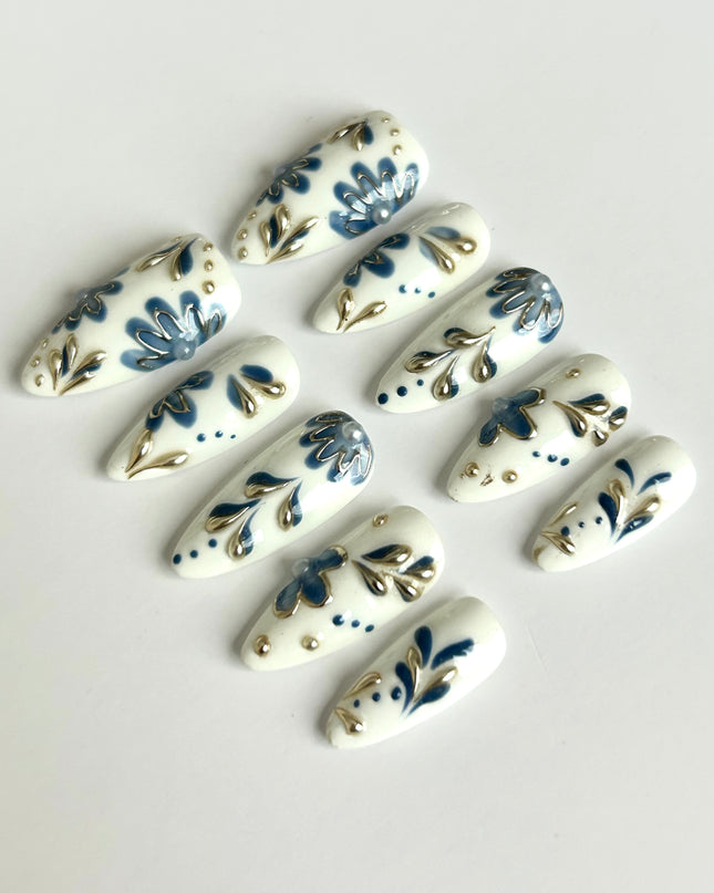 Porcelain Bloom Press-On Nails