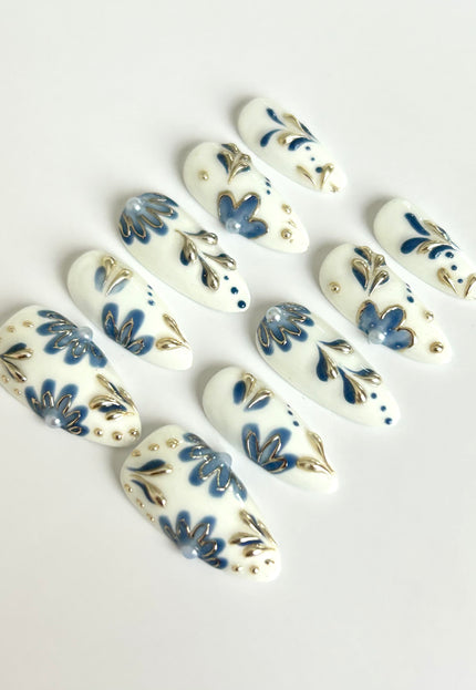 Porcelain Bloom Press-On Nails
