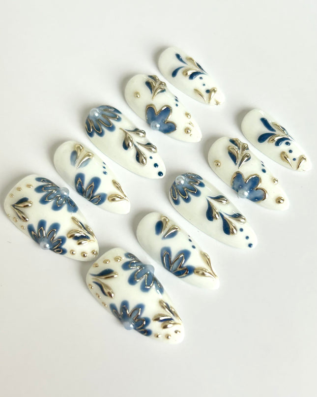 Porcelain Bloom Press-On Nails