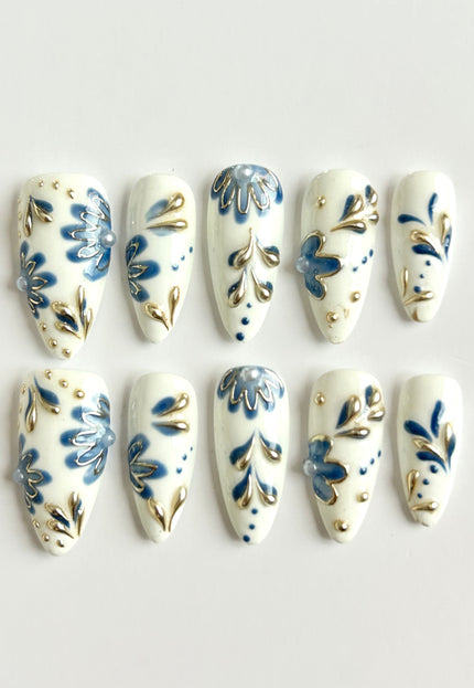 Porcelain Bloom Press-On Nails