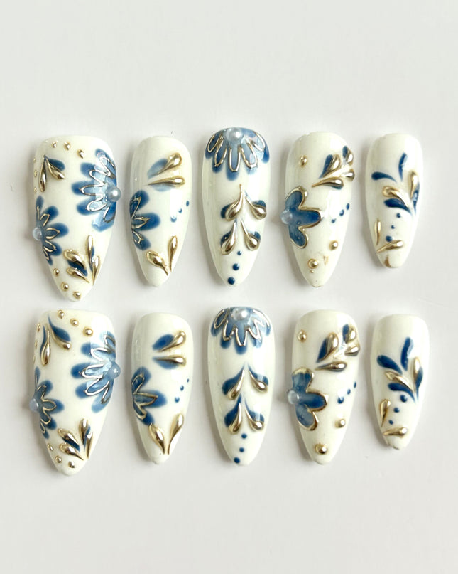 Porcelain Bloom Press-On Nails