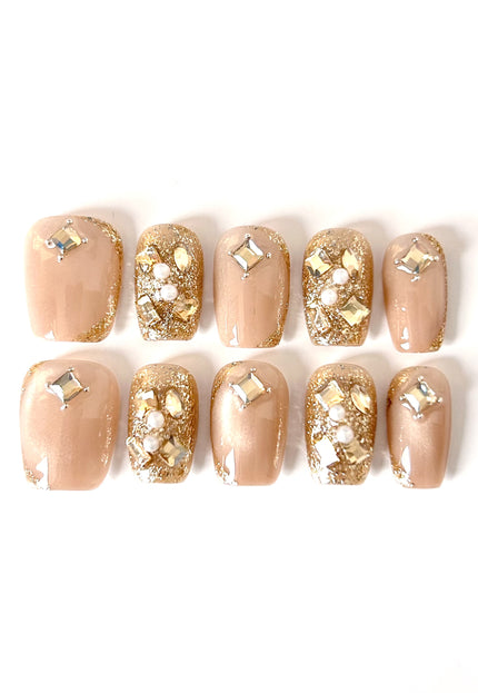 Gold Gem Press On Nails