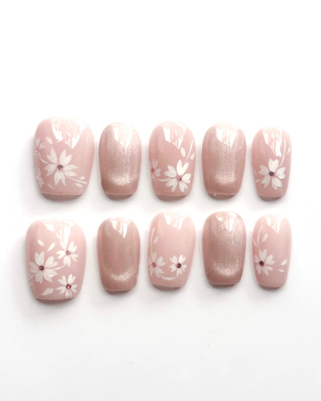 Blush Floral Press On Nails