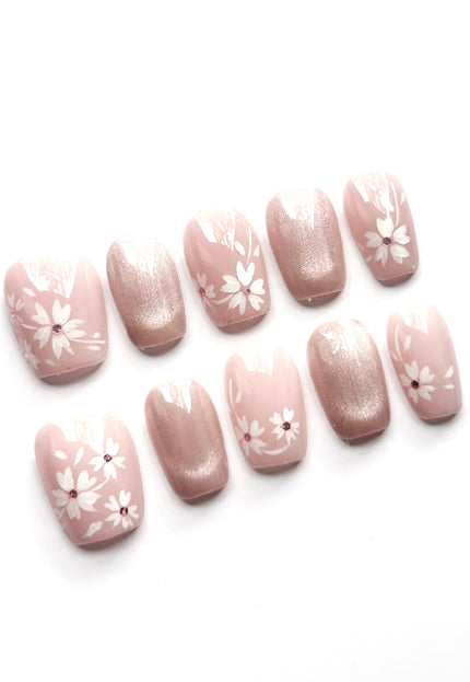 Blush Floral Press On Nails