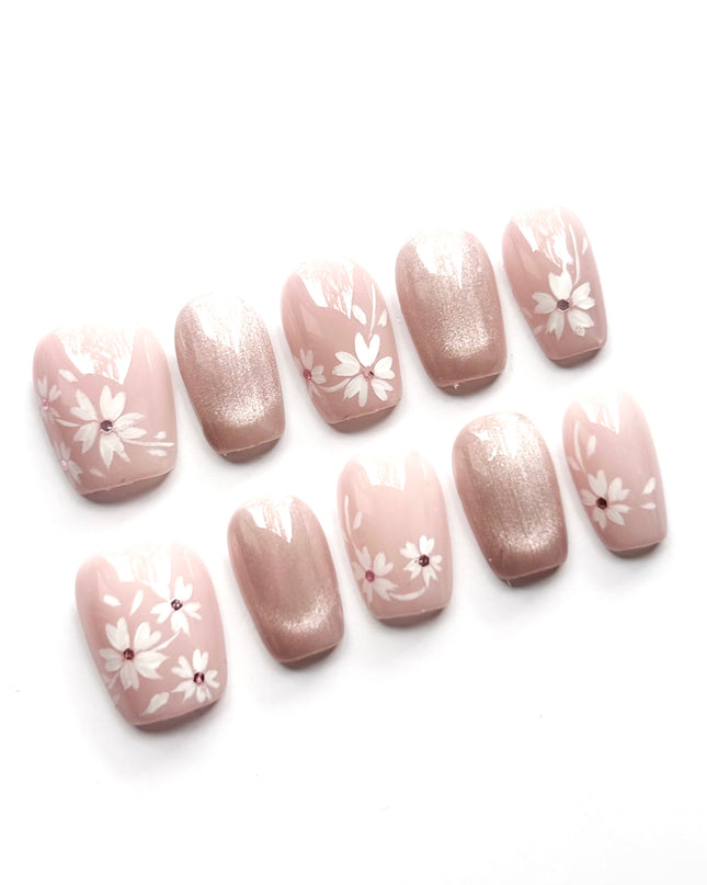 Blush Floral Press On Nails