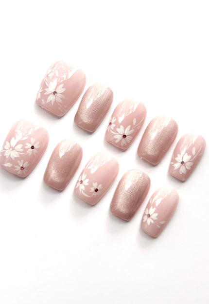 Blush Floral Press On Nails