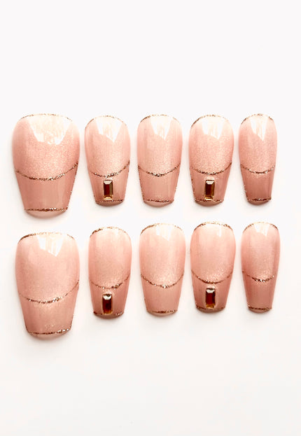 Nude Glitter Press On Nails