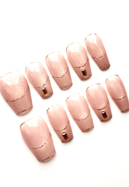 Nude Glitter Press On Nails