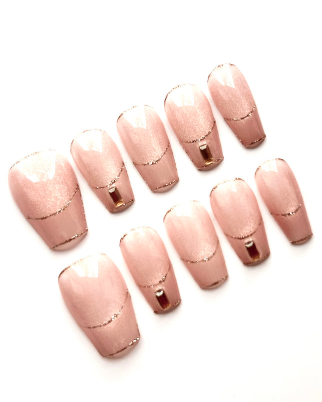 Nude Glitter Press On Nails