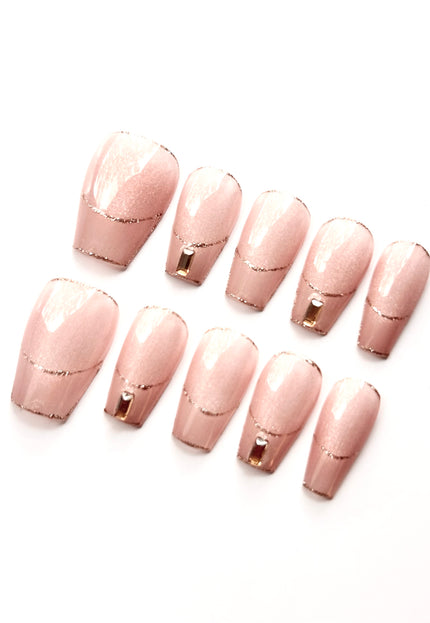 Nude Glitter Press On Nails