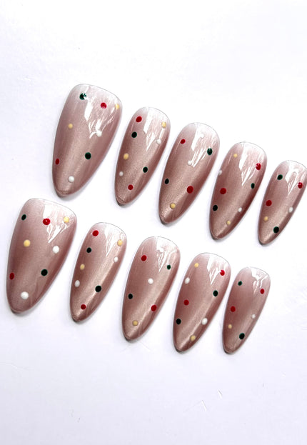 Polka Dot Cat Eye Press On Nails