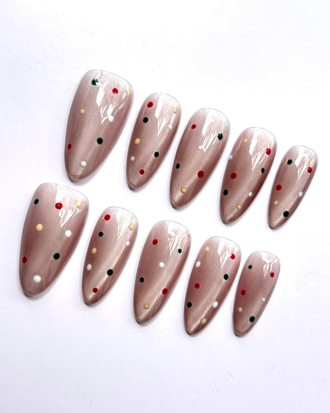 Polka Dot Cat Eye Press On Nails