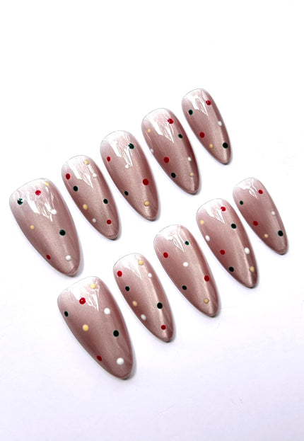 Polka Dot Cat Eye Press On Nails
