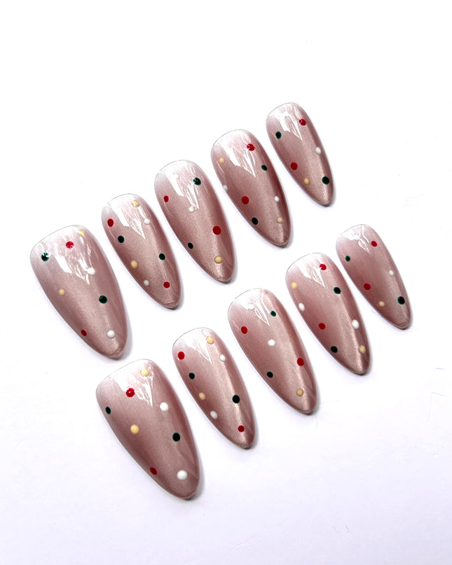 Polka Dot Cat Eye Press On Nails