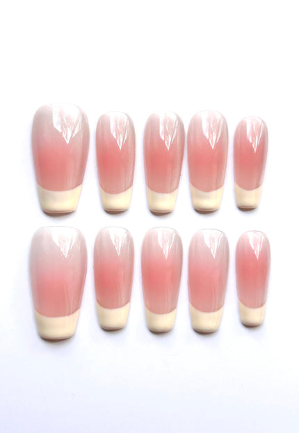 Long French-Tip Press On Nails