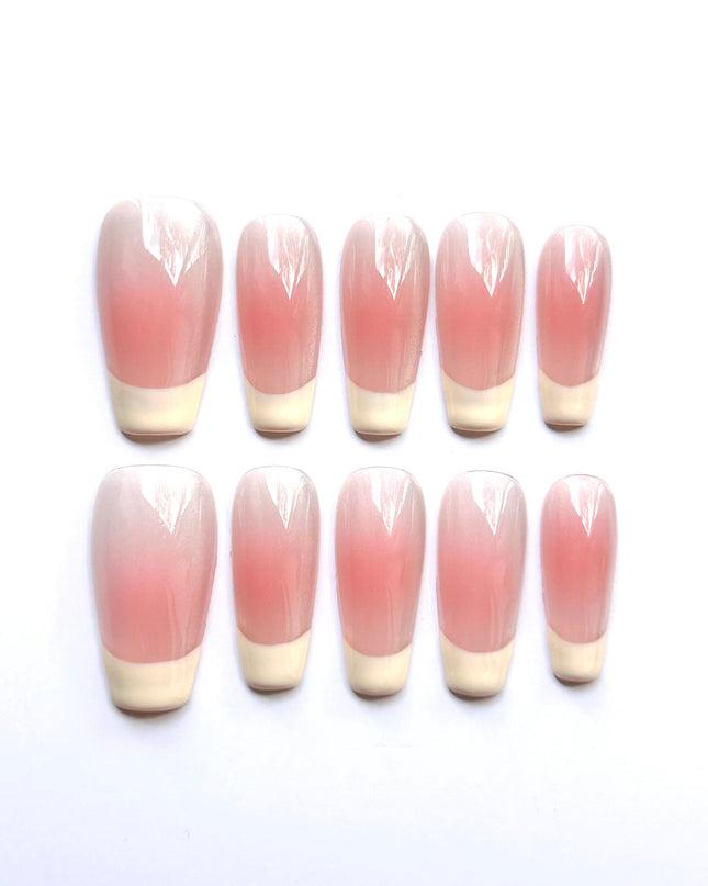 Long French-Tip Press On Nails