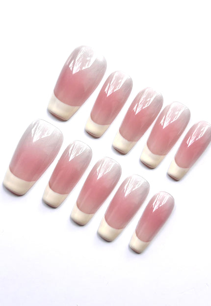 Long French-Tip Press On Nails