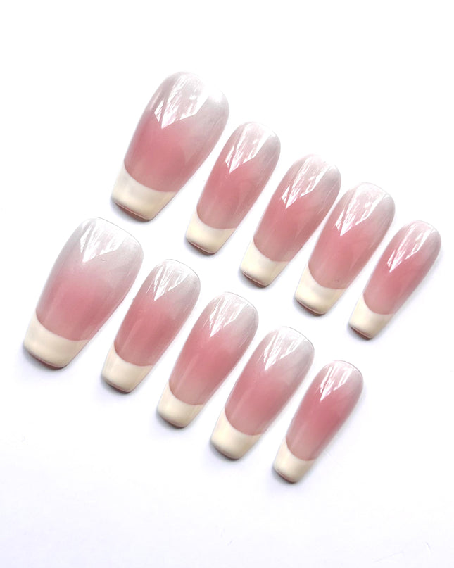 Long French-Tip Press On Nails