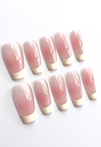 Long French-Tip Press On Nails