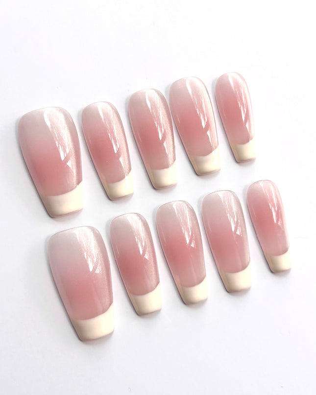 Long French-Tip Press On Nails