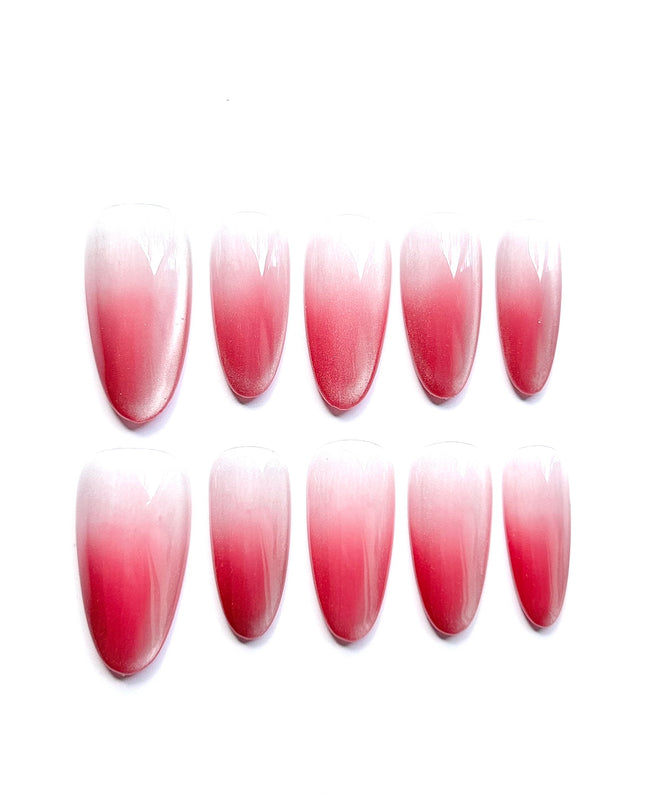 Pink Ombre Almond Press On Nails