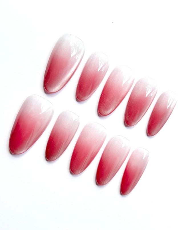Pink Ombre Almond Press On Nails