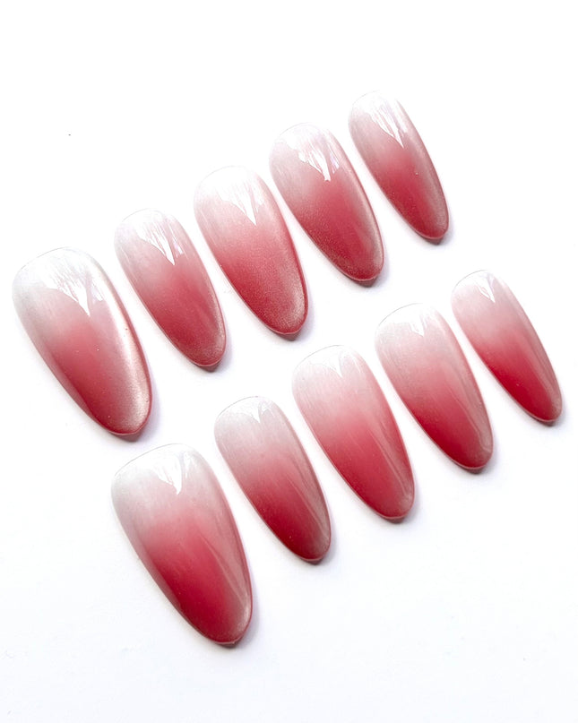 Pink Ombre Almond Press On Nails