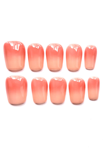 Short Peach Ombre Press On Nails