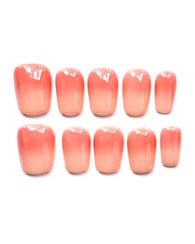 Short Peach Ombre Press On Nails