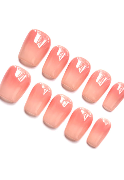 Short Peach Ombre Press On Nails