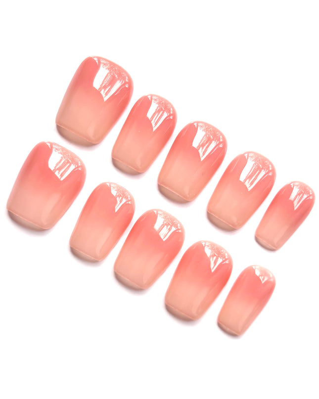 Short Peach Ombre Press On Nails
