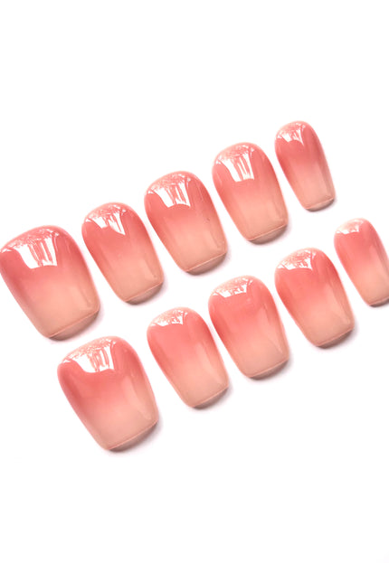 Short Peach Ombre Press On Nails