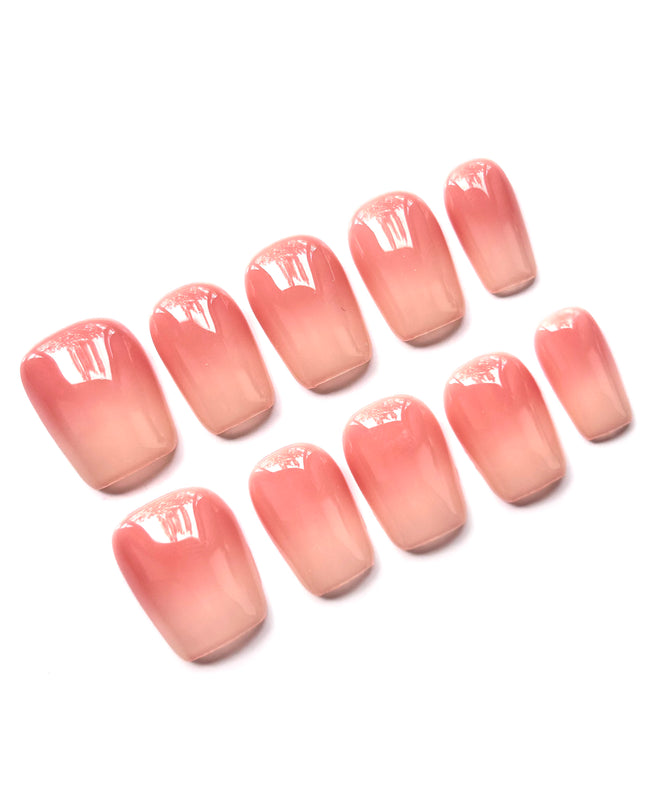 Short Peach Ombre Press On Nails