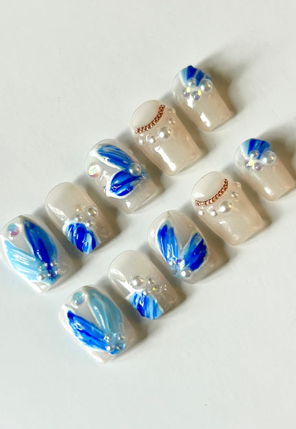 Blue Pearl Press On Nails