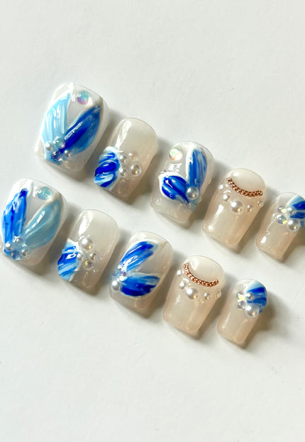 Blue Pearl Press On Nails