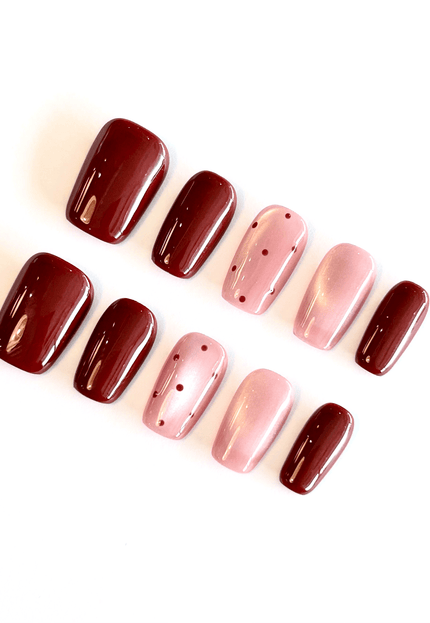 Red Pink Press on Nails