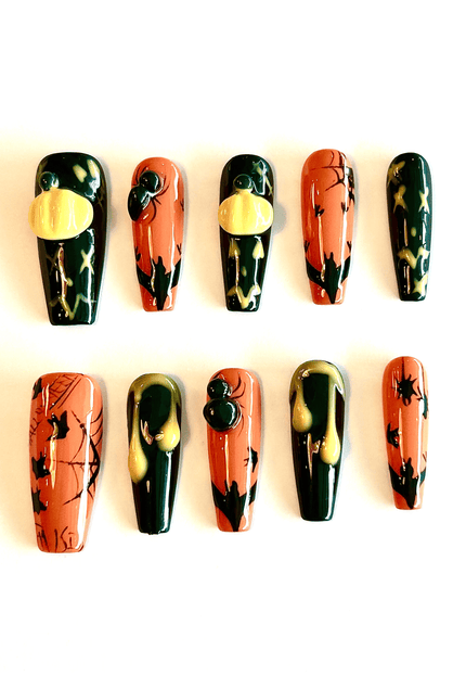 3D Pumpkin Press on Nails